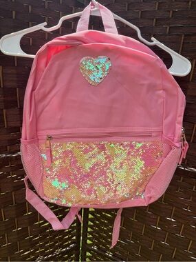 Pink Sequin Heart Kids Backpack – Cute School Bag